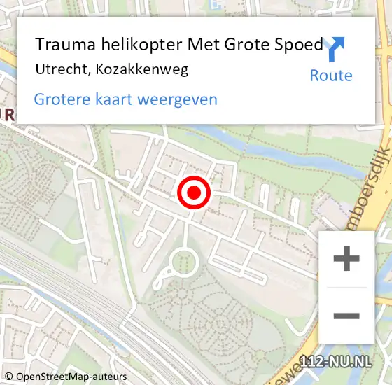 Locatie op kaart van de 112 melding: Trauma helikopter Met Grote Spoed Naar Utrecht, Kozakkenweg op 13 maart 2022 11:19