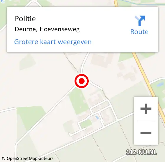 Locatie op kaart van de 112 melding: Politie Deurne, Hoevenseweg op 13 maart 2022 11:22