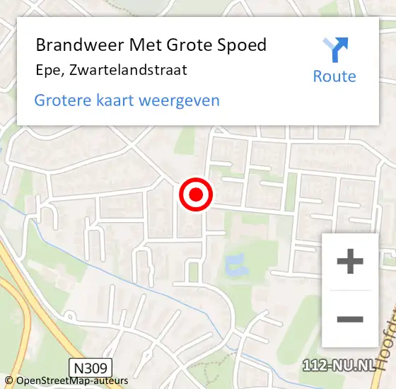 Locatie op kaart van de 112 melding: Brandweer Met Grote Spoed Naar Epe, Zwartelandstraat op 13 maart 2022 11:30