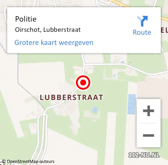 Locatie op kaart van de 112 melding: Politie Oirschot, Lubberstraat op 13 maart 2022 11:37