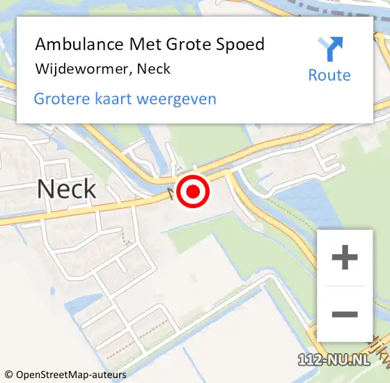 Locatie op kaart van de 112 melding: Ambulance Met Grote Spoed Naar Wijdewormer, Neck op 13 maart 2022 11:39