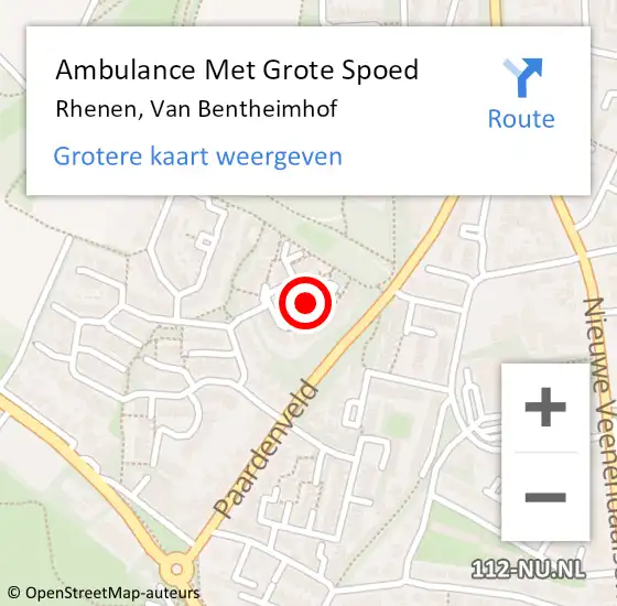 Locatie op kaart van de 112 melding: Ambulance Met Grote Spoed Naar Rhenen, Van Bentheimhof op 13 maart 2022 11:40