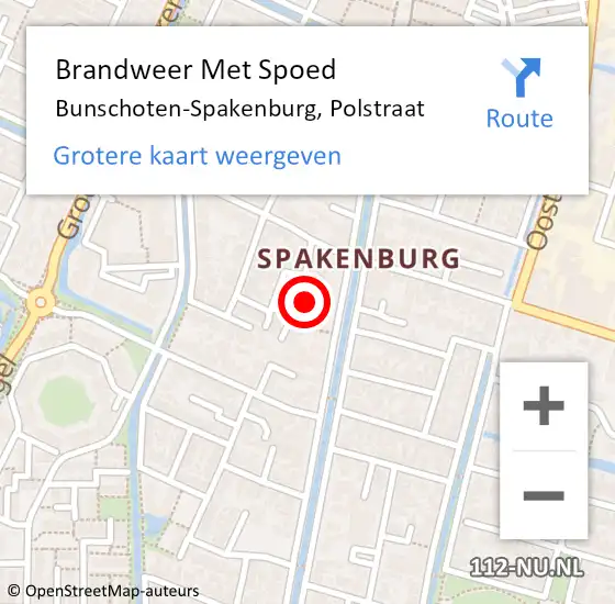 Locatie op kaart van de 112 melding: Brandweer Met Spoed Naar Bunschoten-Spakenburg, Polstraat op 13 maart 2022 11:47