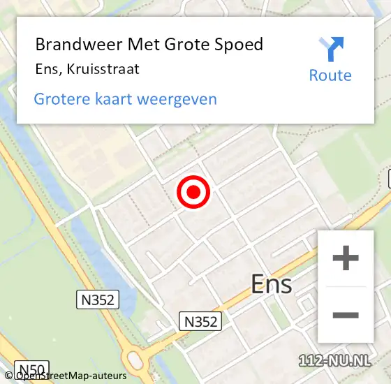 Locatie op kaart van de 112 melding: Brandweer Met Grote Spoed Naar Ens, Kruisstraat op 13 maart 2022 11:53