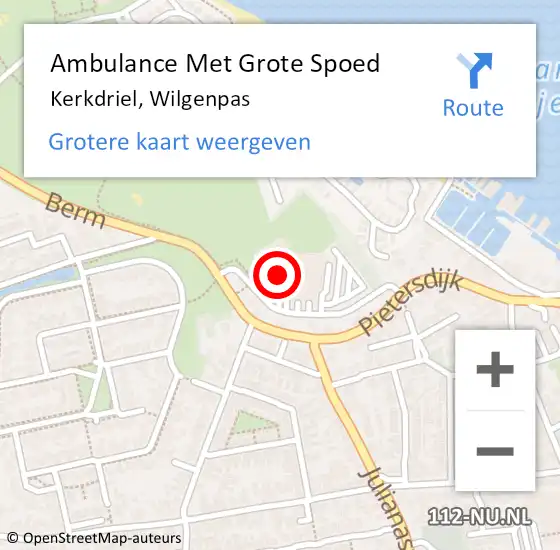 Locatie op kaart van de 112 melding: Ambulance Met Grote Spoed Naar Kerkdriel, Wilgenpas op 13 maart 2022 11:55