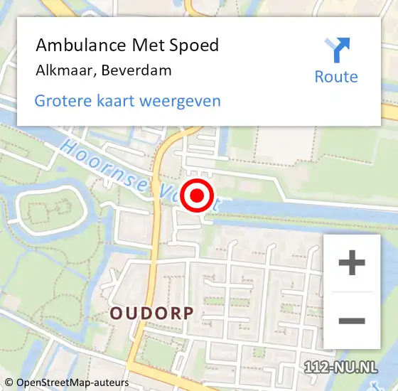 Locatie op kaart van de 112 melding: Ambulance Met Spoed Naar Alkmaar, Beverdam op 13 maart 2022 12:00