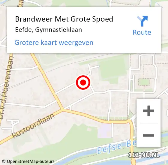 Locatie op kaart van de 112 melding: Brandweer Met Grote Spoed Naar Eefde, Gymnastieklaan op 13 maart 2022 12:07