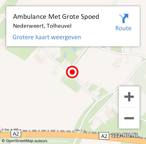 Locatie op kaart van de 112 melding: Ambulance Met Grote Spoed Naar Nederweert, Tolheuvel op 13 maart 2022 12:15