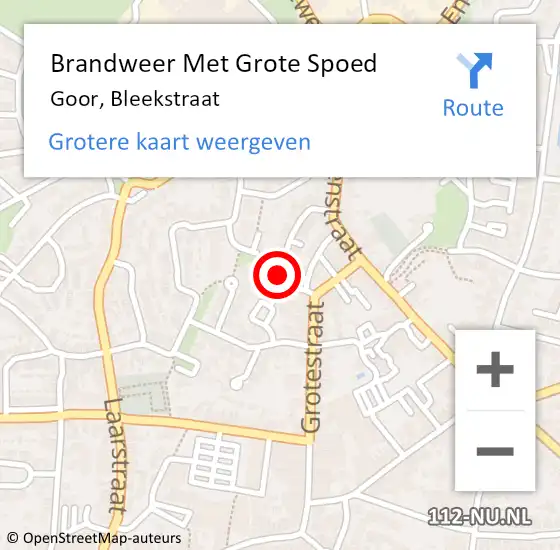 Locatie op kaart van de 112 melding: Brandweer Met Grote Spoed Naar Goor, Bleekstraat op 13 maart 2022 12:19