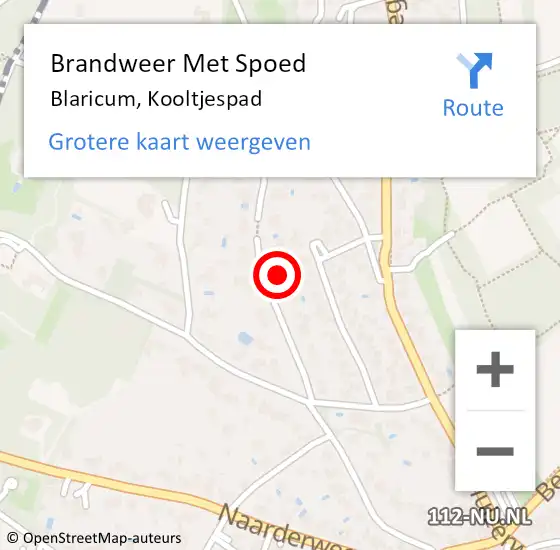 Locatie op kaart van de 112 melding: Brandweer Met Spoed Naar Blaricum, Kooltjespad op 13 maart 2022 12:20