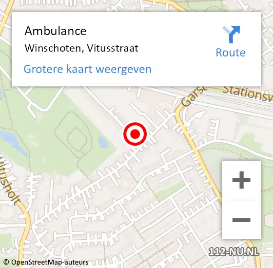 Locatie op kaart van de 112 melding: Ambulance Winschoten, Vitusstraat op 10 juli 2014 22:41