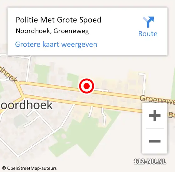 Locatie op kaart van de 112 melding: Politie Met Grote Spoed Naar Noordhoek, Groeneweg op 13 maart 2022 12:42