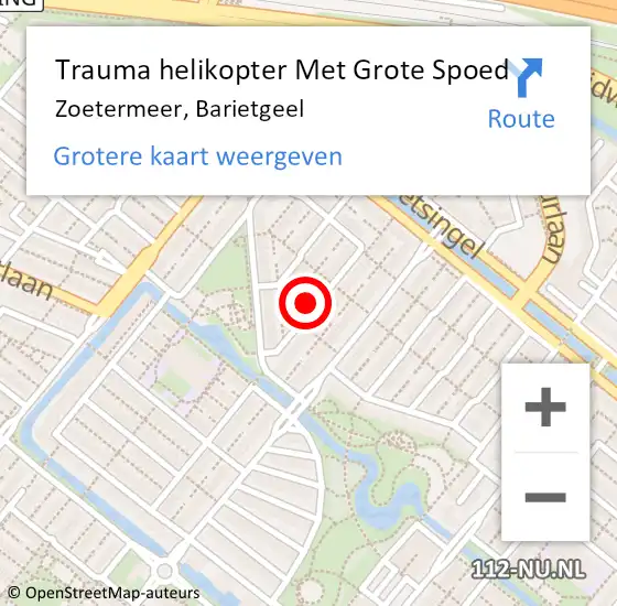 Locatie op kaart van de 112 melding: Trauma helikopter Met Grote Spoed Naar Zoetermeer, Barietgeel op 13 maart 2022 12:42