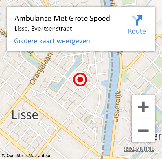 Locatie op kaart van de 112 melding: Ambulance Met Grote Spoed Naar Lisse, Evertsenstraat op 13 maart 2022 12:47