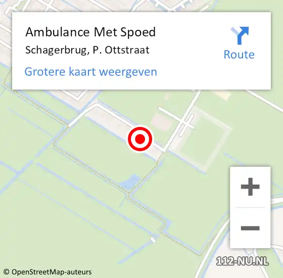 Locatie op kaart van de 112 melding: Ambulance Met Spoed Naar Schagerbrug, P. Ottstraat op 13 maart 2022 13:03