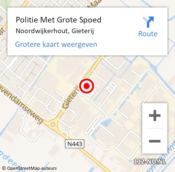 Locatie op kaart van de 112 melding: Politie Met Grote Spoed Naar Noordwijkerhout, Gieterij op 13 maart 2022 13:05