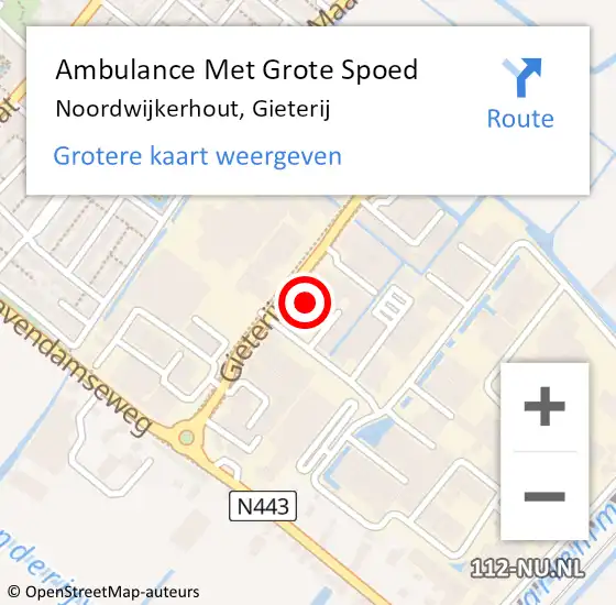 Locatie op kaart van de 112 melding: Ambulance Met Grote Spoed Naar Noordwijkerhout, Gieterij op 13 maart 2022 13:07
