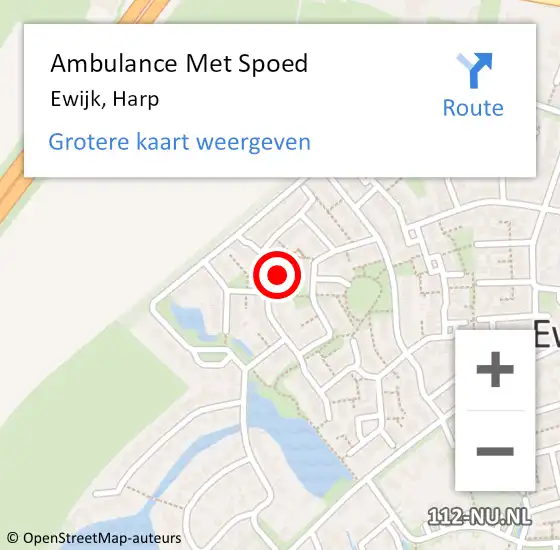 Locatie op kaart van de 112 melding: Ambulance Met Spoed Naar Ewijk, Harp op 13 maart 2022 13:26