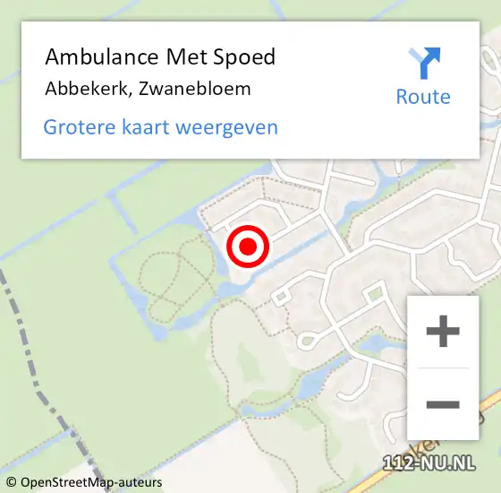 Locatie op kaart van de 112 melding: Ambulance Met Spoed Naar Abbekerk, Zwanebloem op 13 maart 2022 13:30