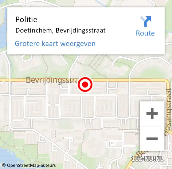 Locatie op kaart van de 112 melding: Politie Doetinchem, Bevrijdingsstraat op 13 maart 2022 13:38