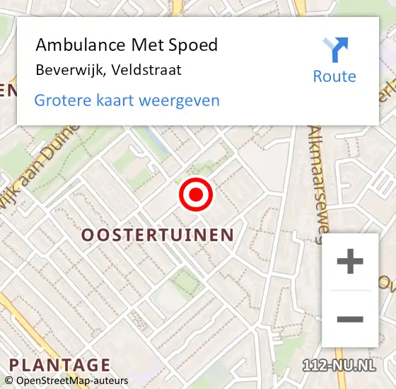 Locatie op kaart van de 112 melding: Ambulance Met Spoed Naar Beverwijk, Veldstraat op 13 maart 2022 13:46