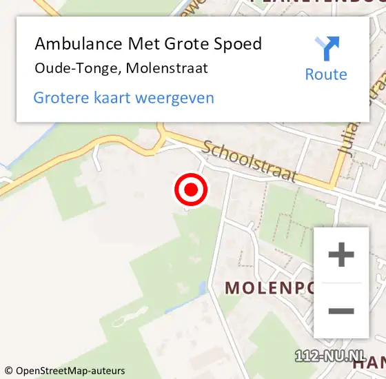 Locatie op kaart van de 112 melding: Ambulance Met Grote Spoed Naar Oude-Tonge, Molenstraat op 13 maart 2022 13:53