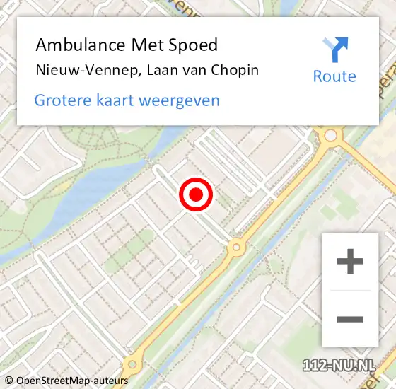 Locatie op kaart van de 112 melding: Ambulance Met Spoed Naar Nieuw-Vennep, Laan van Chopin op 13 maart 2022 14:06