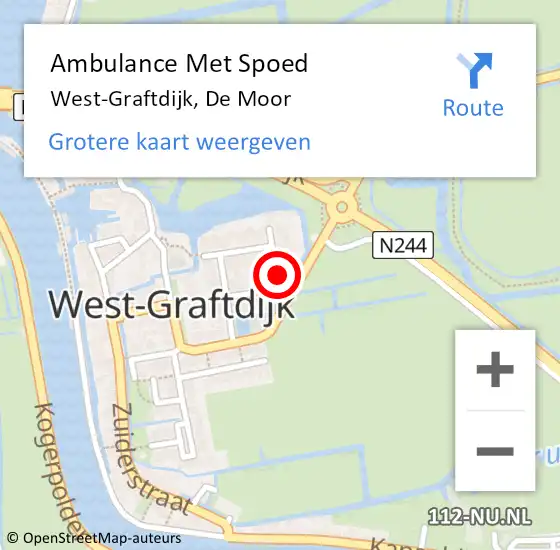 Locatie op kaart van de 112 melding: Ambulance Met Spoed Naar West-Graftdijk, De Moor op 13 maart 2022 14:09