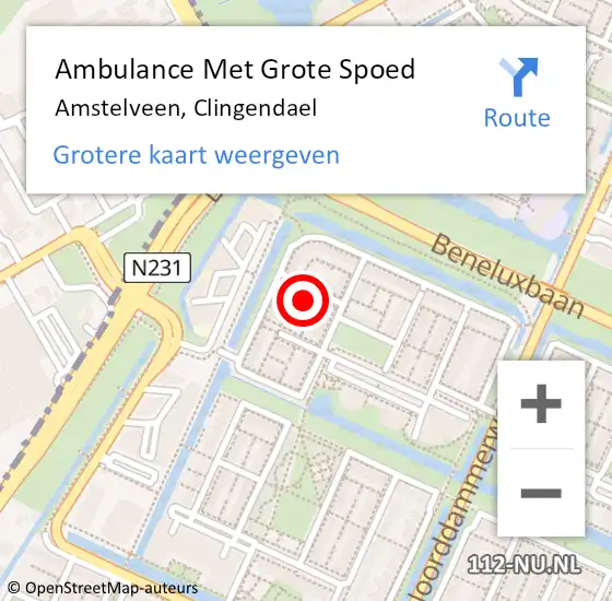 Locatie op kaart van de 112 melding: Ambulance Met Grote Spoed Naar Amstelveen, Clingendael op 13 maart 2022 14:14