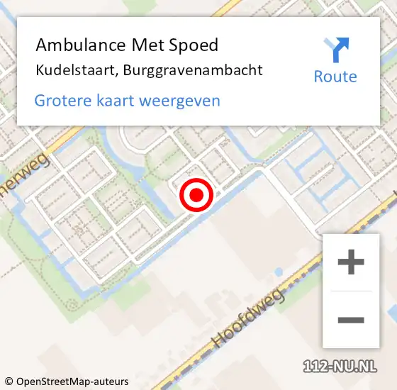 Locatie op kaart van de 112 melding: Ambulance Met Spoed Naar Kudelstaart, Burggravenambacht op 13 maart 2022 14:36