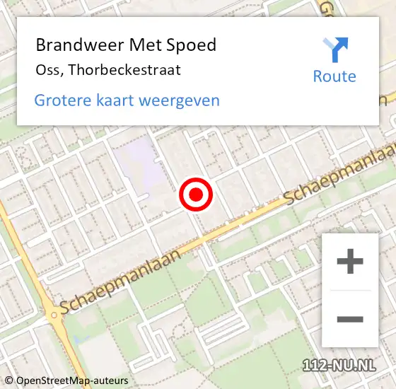 Locatie op kaart van de 112 melding: Brandweer Met Spoed Naar Oss, Thorbeckestraat op 13 maart 2022 14:38