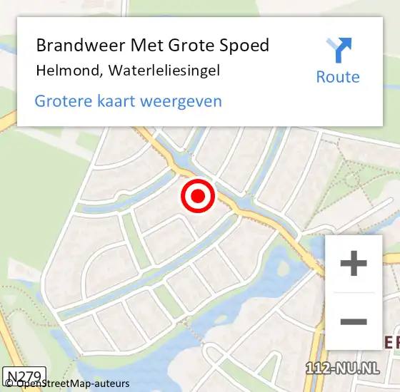 Locatie op kaart van de 112 melding: Brandweer Met Grote Spoed Naar Helmond, Waterleliesingel op 13 maart 2022 14:39