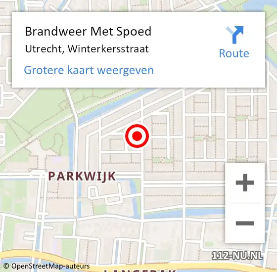 Locatie op kaart van de 112 melding: Brandweer Met Spoed Naar Utrecht, Winterkersstraat op 13 maart 2022 14:45