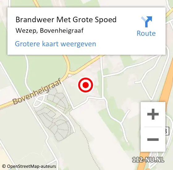 Locatie op kaart van de 112 melding: Brandweer Met Grote Spoed Naar Wezep, Bovenheigraaf op 13 maart 2022 14:52