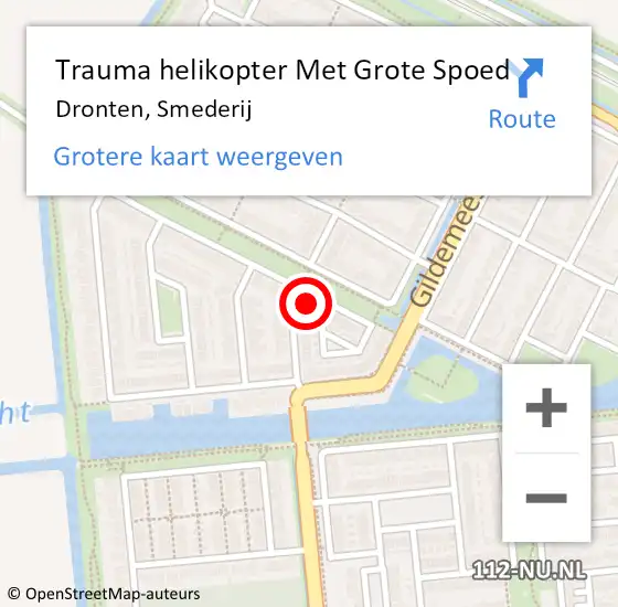 Locatie op kaart van de 112 melding: Trauma helikopter Met Grote Spoed Naar Dronten, Smederij op 13 maart 2022 15:03