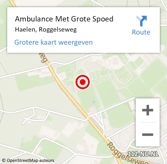 Locatie op kaart van de 112 melding: Ambulance Met Grote Spoed Naar Haelen, Roggelseweg op 13 maart 2022 15:16