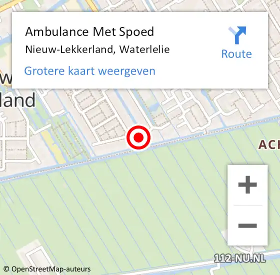 Locatie op kaart van de 112 melding: Ambulance Met Spoed Naar Nieuw-Lekkerland, Waterlelie op 13 maart 2022 15:17