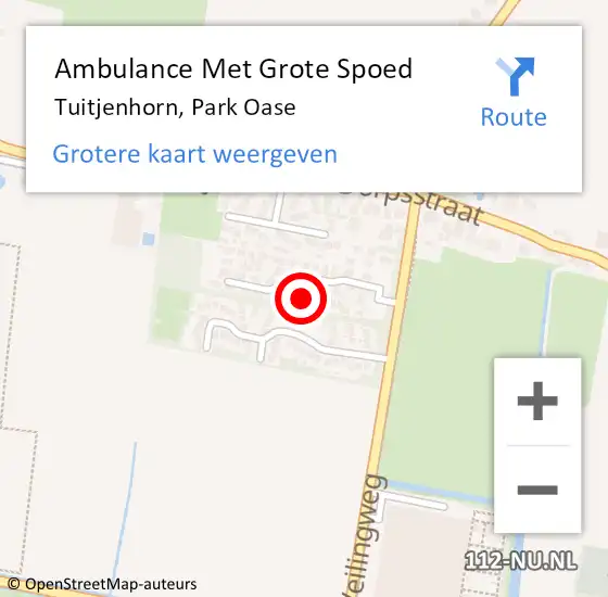 Locatie op kaart van de 112 melding: Ambulance Met Grote Spoed Naar Tuitjenhorn, Park Oase op 13 maart 2022 15:35