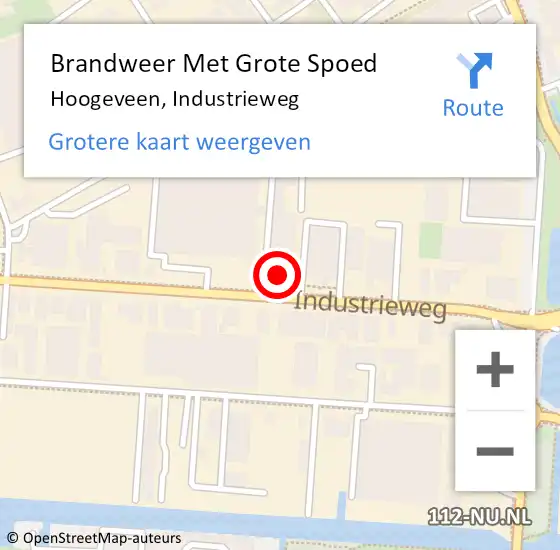 Locatie op kaart van de 112 melding: Brandweer Met Grote Spoed Naar Hoogeveen, Industrieweg op 13 maart 2022 15:40