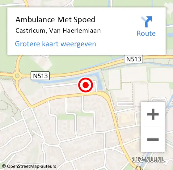 Locatie op kaart van de 112 melding: Ambulance Met Spoed Naar Castricum, Van Haerlemlaan op 13 maart 2022 15:45