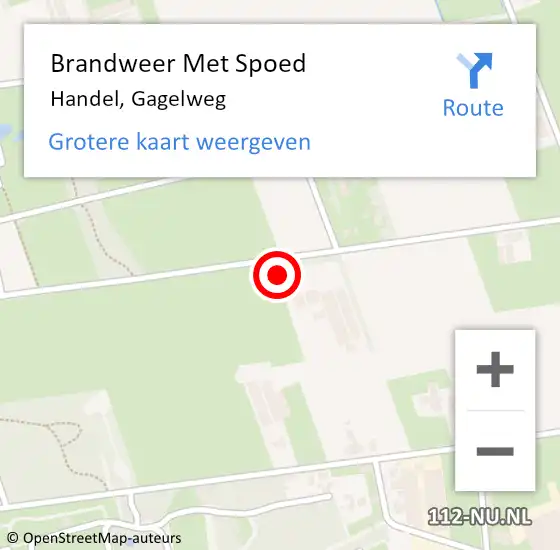 Locatie op kaart van de 112 melding: Brandweer Met Spoed Naar Handel, Gagelweg op 13 maart 2022 16:11