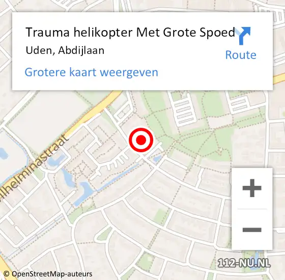 Locatie op kaart van de 112 melding: Trauma helikopter Met Grote Spoed Naar Uden, Abdijlaan op 13 maart 2022 16:19