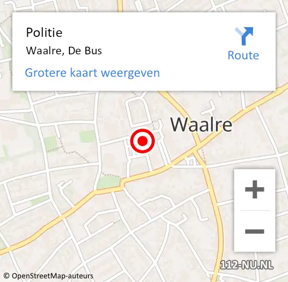 Locatie op kaart van de 112 melding: Politie Waalre, De Bus op 13 maart 2022 16:24