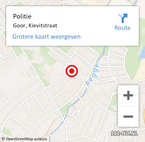 Locatie op kaart van de 112 melding: Politie Goor, Kievitstraat op 13 maart 2022 16:28