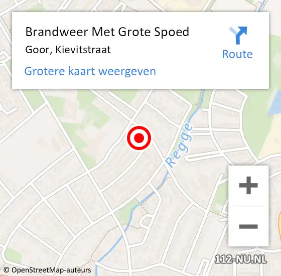 Locatie op kaart van de 112 melding: Brandweer Met Grote Spoed Naar Goor, Kievitstraat op 13 maart 2022 16:29