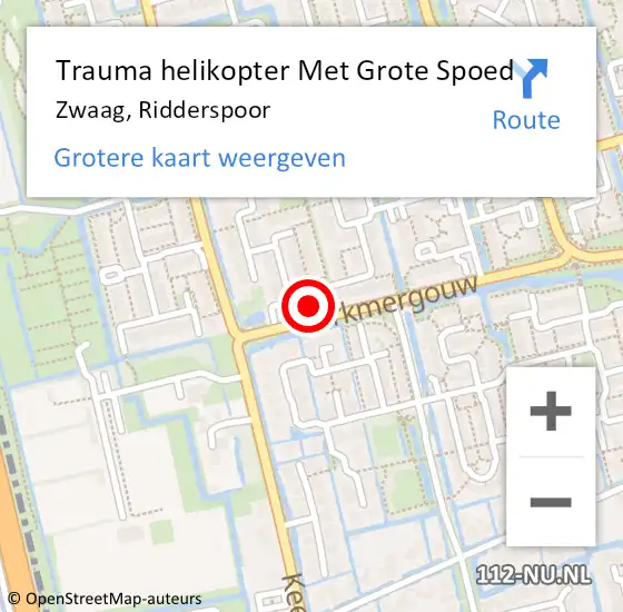 Locatie op kaart van de 112 melding: Trauma helikopter Met Grote Spoed Naar Zwaag, Ridderspoor op 13 maart 2022 16:39