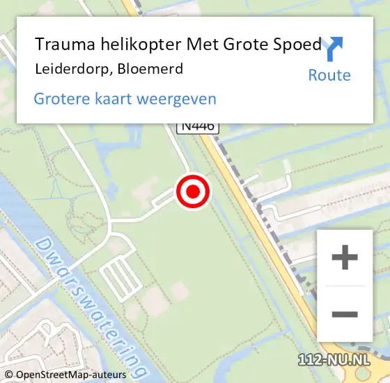 Locatie op kaart van de 112 melding: Trauma helikopter Met Grote Spoed Naar Leiderdorp, Bloemerd op 13 maart 2022 16:50