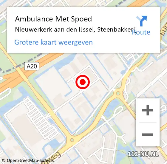 Locatie op kaart van de 112 melding: Ambulance Met Spoed Naar Nieuwerkerk aan den IJssel, Steenbakkerij op 13 maart 2022 17:21