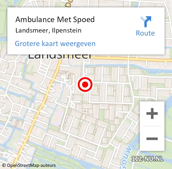 Locatie op kaart van de 112 melding: Ambulance Met Spoed Naar Landsmeer, Ilpenstein op 13 maart 2022 17:26