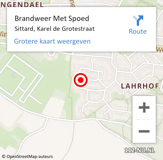 Locatie op kaart van de 112 melding: Brandweer Met Spoed Naar Sittard, Karel de Grotestraat op 13 maart 2022 17:44